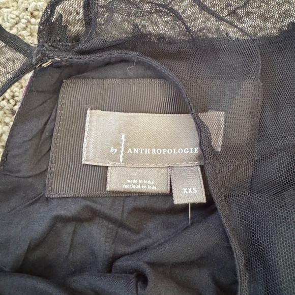 NWT Anthropologie Floral Flutter Sleeve Dress - SZ XXS - Black/Purple - $170 - Picture 7 of 10